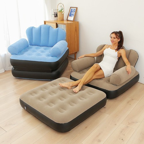 New thickened inflatable lazy sofa with footstool casual sofa lounge chair portable air storage chair one-piece delivery service