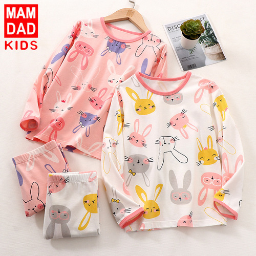 Children's Autumn Clothes and Autumn Pants Set Autumn and Winter New Girls Cartoon Underwear Set Baby Pajamas Cotton Manufacturer
