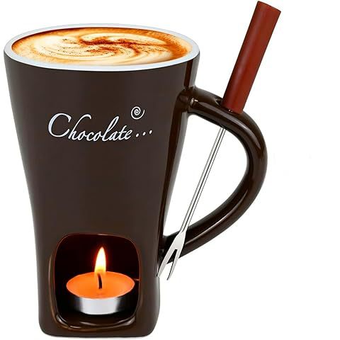 Caldera de chocolate caliente taza de cerámica taza y tenedor helado taza de queso queso regalo para los amantes