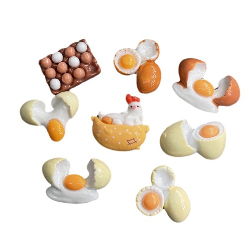Egg Omelette Simulation Food Toy Resin Decorative Accessory DIY Phone Case Cream Adhesive Handmade Hairpin Small Sticker