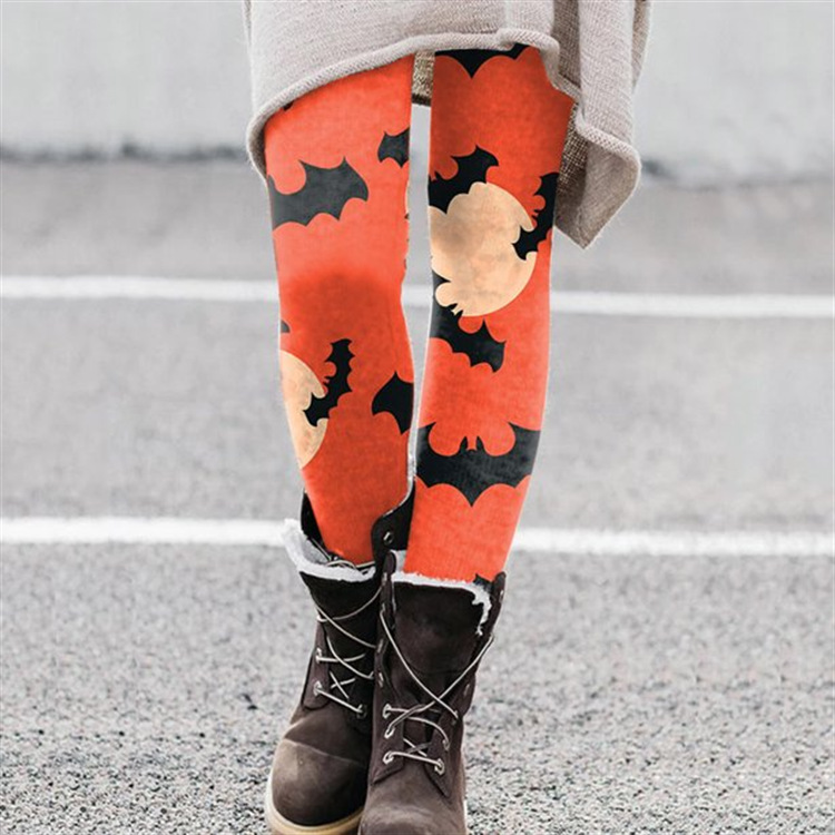 Women's Daily Street Casual Pumpkin Bat Skull Full Length Printing Leggings display picture 2