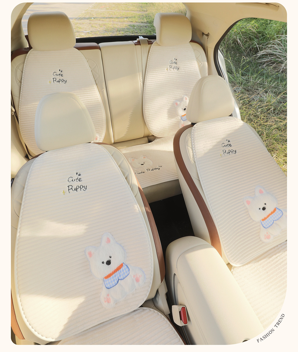 New Car Seat Cushion Winter Plush Cute Car Seat Cushion Advanced Warm Thickened Cartoon Car Seat Cover