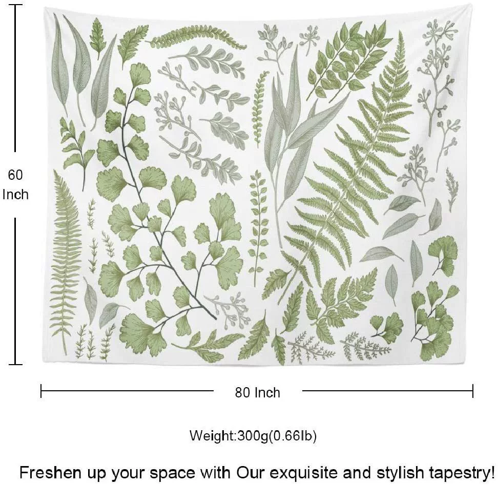 Green white tapestry for bedroom for living room, decorations, polyester