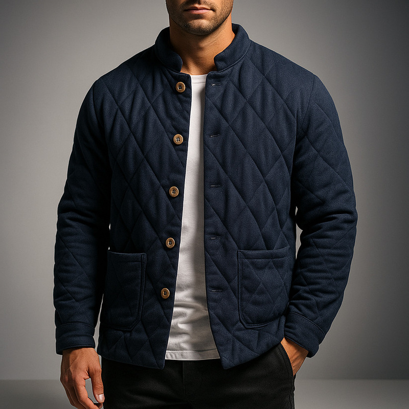 Cross-Border European Size Winter Jacket for Men, Padded Warm Cotton Coat, Thickened Cold-Proof Stand Collar Buttoned Long-Sleeve Cotton Jacket Cross-Border European Size Winter Jacket for Men, Padded Warm Cotton Coat, Thickened Cold-Proof Stand Collar Buttoned Long-Sleeve Cotton Jacket