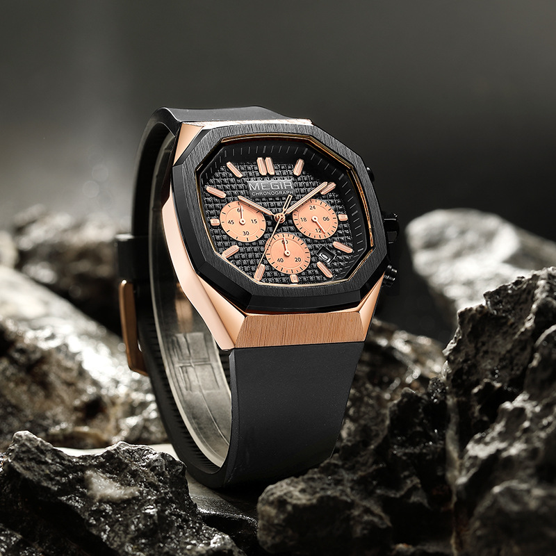 Reloj meigel nuevo transfronterizo al por mayor de los hombres de tres ojos de seis pines moda multi-funcional luminoso reloj impermeable