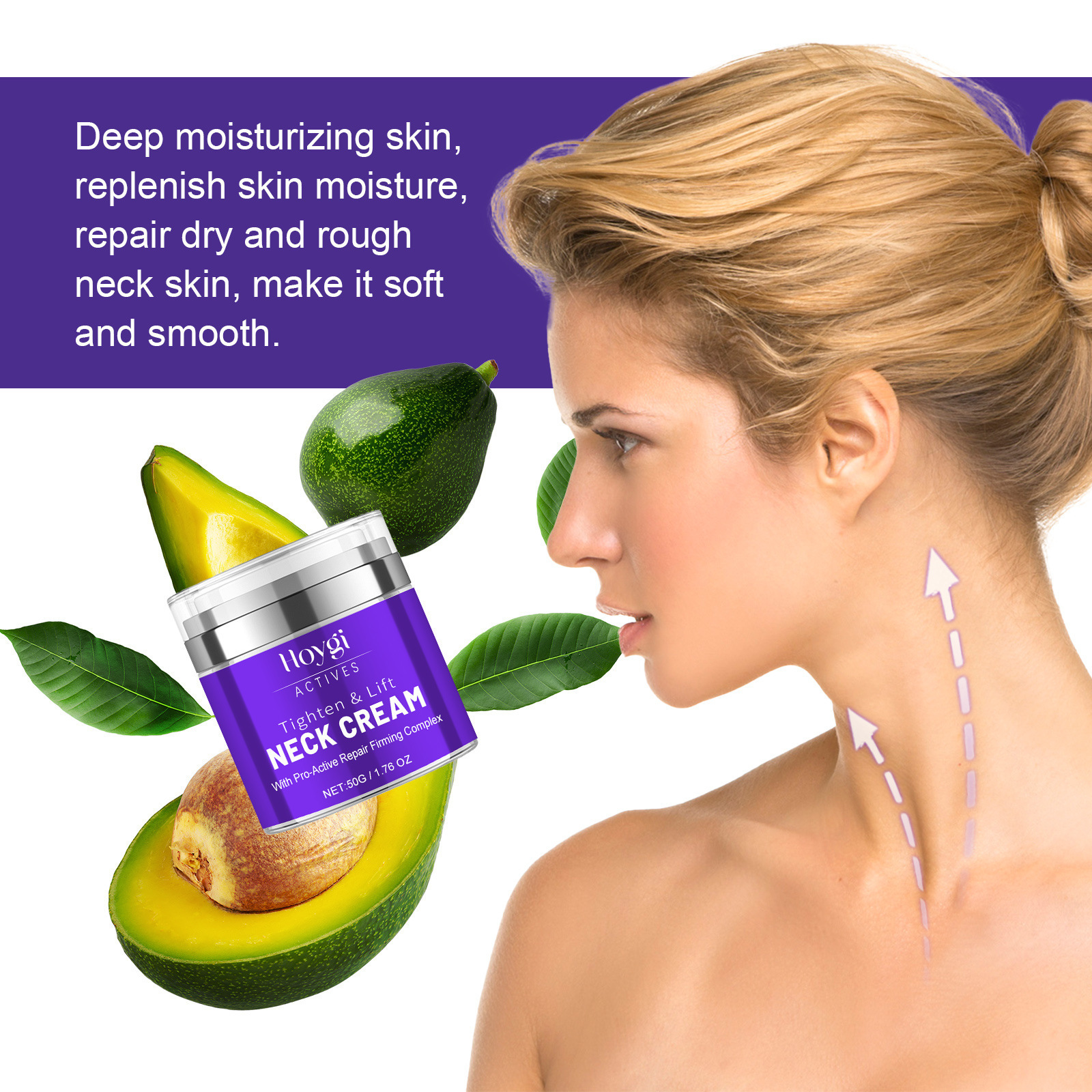 Hoygi Enhancing Firming Hidratante Pescoço, Hidratante, Branqueador, Desbotador, Suavizante e Embelezador do Pescoço Creme_voghion.com