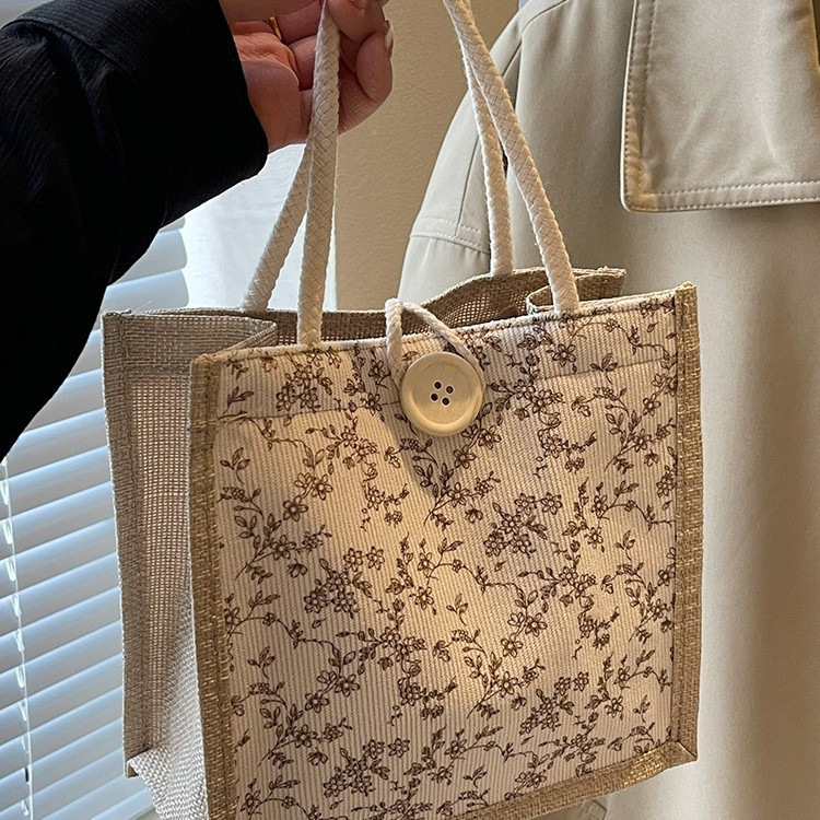 Summer French Style Floral Hand Carrying Lunch Bag 2025 Japanese Style Girl's Cloth Bag All-match Ins Work Commuter Handbag Summer French Style Floral Hand Carrying Lunch Bag 2025 Japanese Style Girl's Cloth Bag All-match Ins Work Commuter Handbag