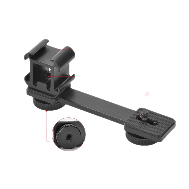 Soporte de expansión de cámara de zapata fría de tres cabezas Vlog estabilizador de teléfono móvil Zapata caliente deportes trípode SLR Accesorios