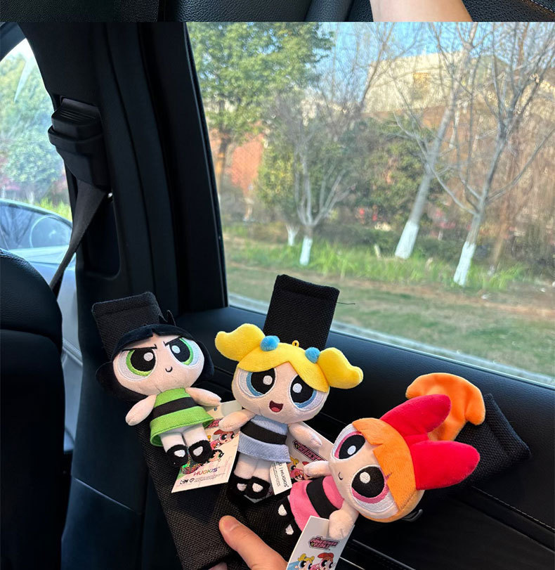 Car Seat Belt Shoulder Protector, Universal Car Anti-Wear Clothing for All Seasons, Cute Powerpuff Girls Car Protective Cover