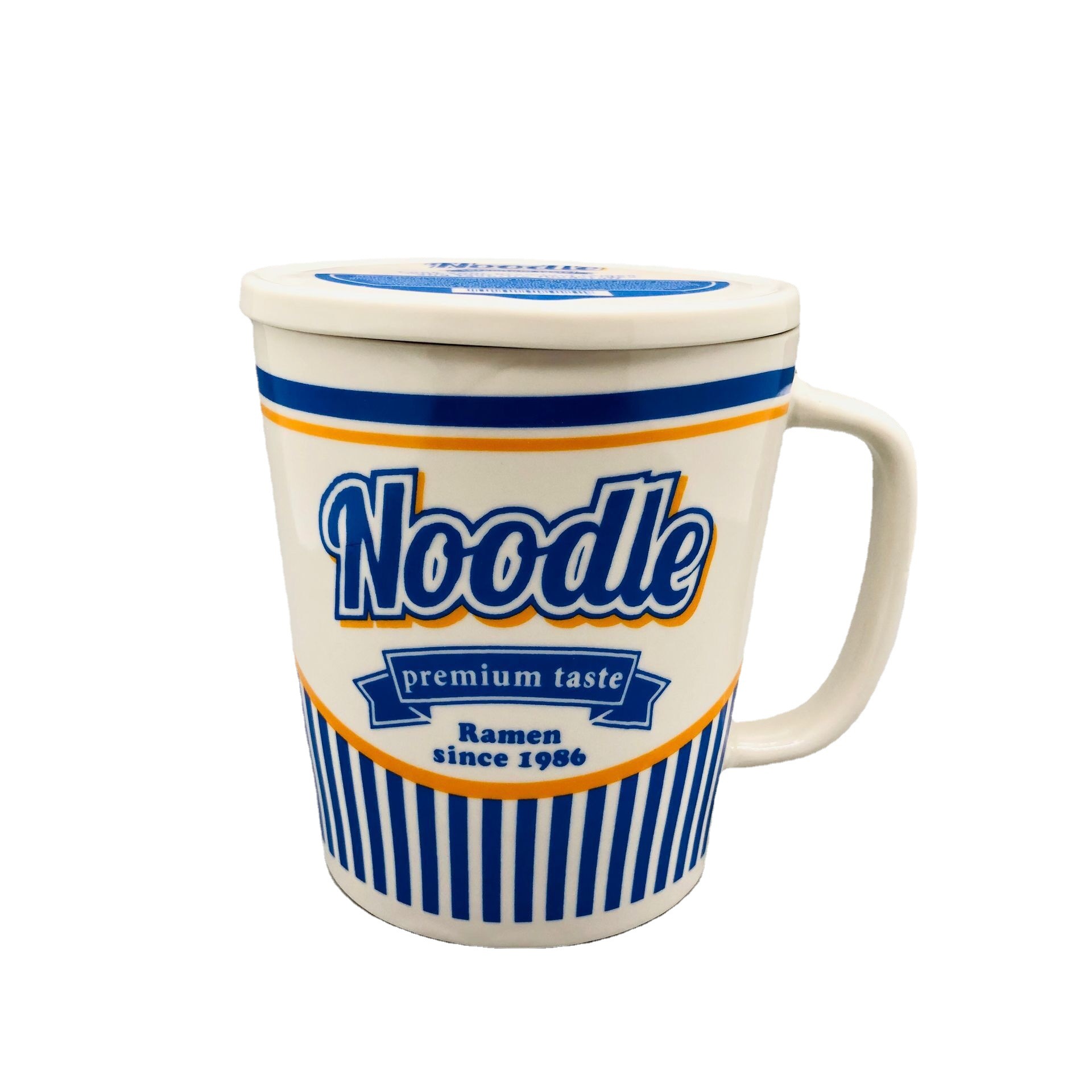 Japonés creativo sabor mixto taza de fideos instantáneos forma Taza de cerámica con tapa subred taza de agua roja fideos instantáneos