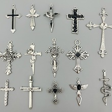 个性复古DIY配件十字架玫瑰饰品吊坠挂件diy跨境亚马逊批发