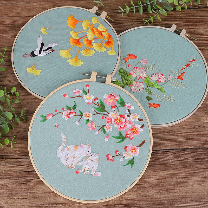 Bordado a mano diy material paquete auto bordado su grupo de bordado ventilador de cinta bordado principiante bordado ornamentación antigua