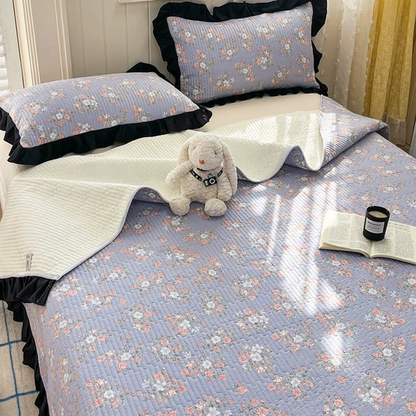 【Bed Cover】-Hepburn Style·Flowers·Misty Purple