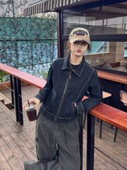美式复古短款拉链休闲牛仔夹克外套女2025春秋薄款港风运动上衣潮