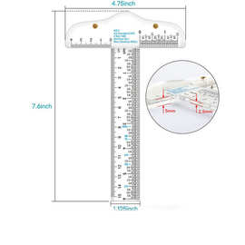 透明亚克力T型尺 6英寸双测量刻度参考尺 手工绘画平拼图靠边尺