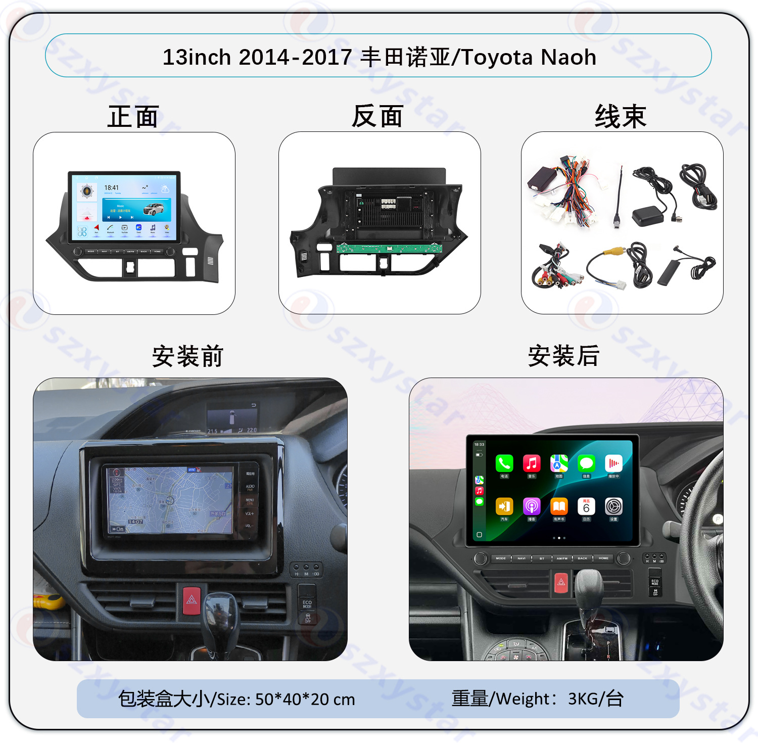 Suitable for 13-Inch 14-17 Model Toyota Noah Naoh Android Large-Screen Carplay Navigation 360 Panoramic All-In-One Machine