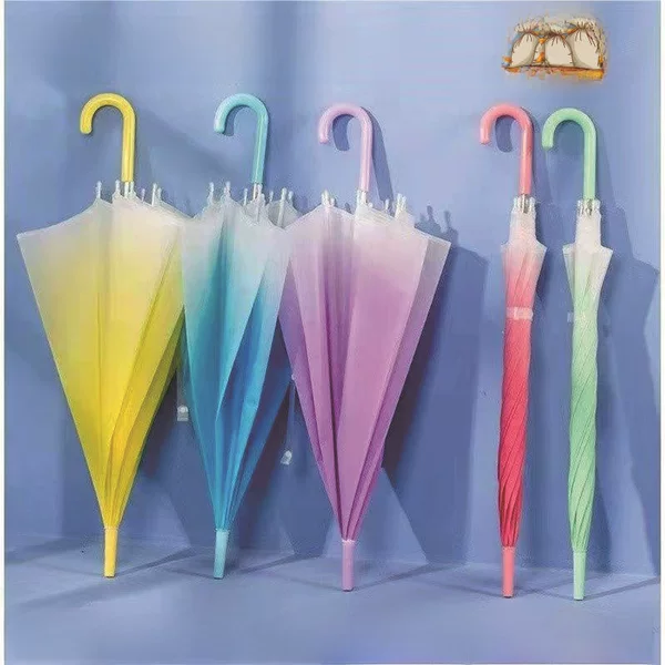 Transparent Umbrella Long Handle Umbrella Internet Popular Children's Transparent Umbrella Disposable Wholesale Straight Handle Small Fresh Advertising Umbrella Print Logo