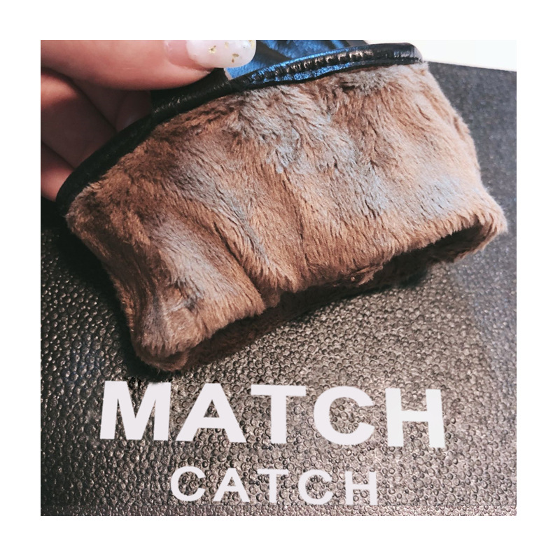 Guantes térmicos de piel de oveja para hombre Otoño e Invierno forrados de vellón engrosados a prueba de frío al aire libre motocicleta guantes de pantalla táctil