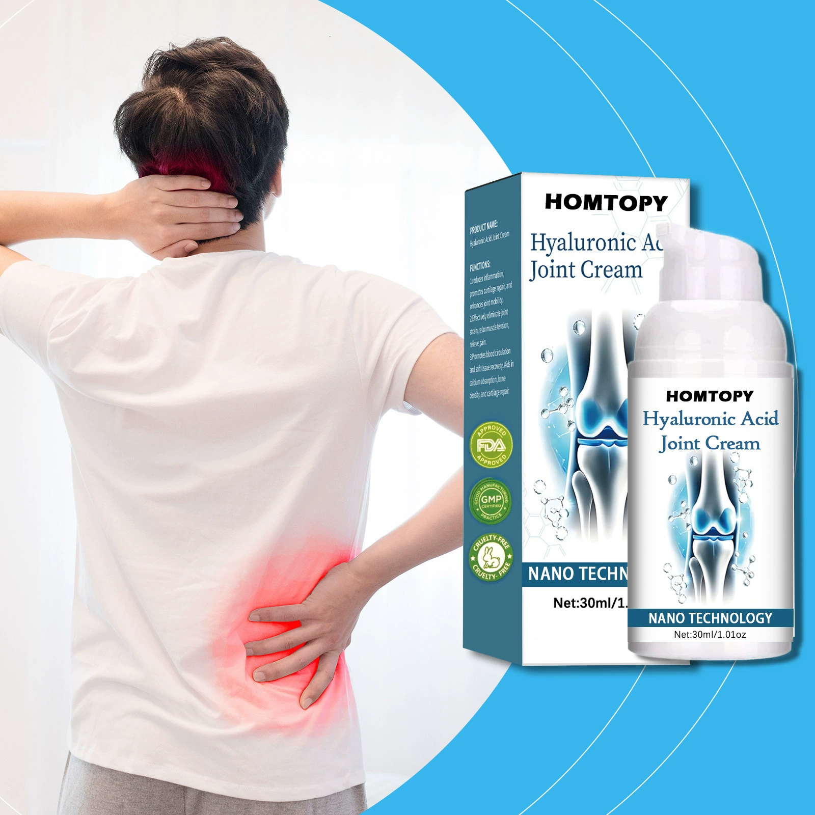 Крем для суставов HOMTOPY Cross-border нежно питает суставы тела и успокаивает дискомфорт в руках и ногах. Внешний массажный крем