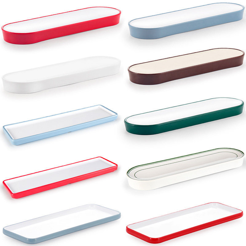 Kaipeiya melamine long plate, creative slender and narrow plastic tray, rectangular sushi plate for commercial presentation