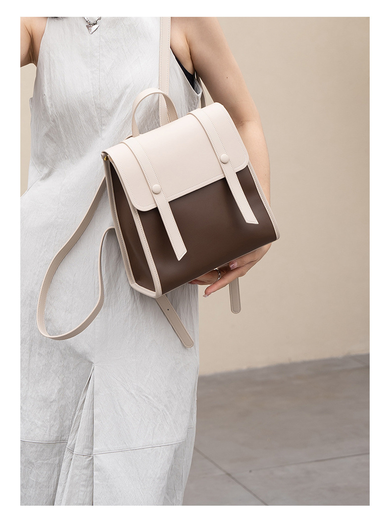 Sac à Dos en Cuir de Grande Capacité à Double Bretelle pour Femmes - Image 2