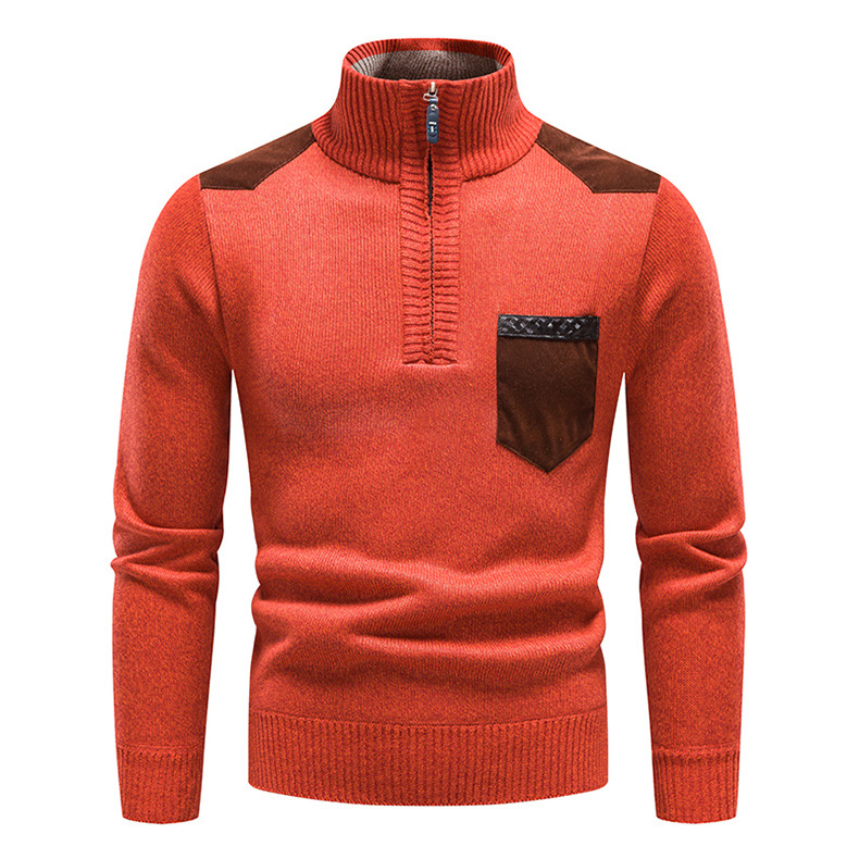 Pull en tricot pour hommes, pull chaud en polaire, demi-fermeture éclair, épais, élégant, col roulé, Y2K, vêtements pour hommes, automne et hiver_voghion.com