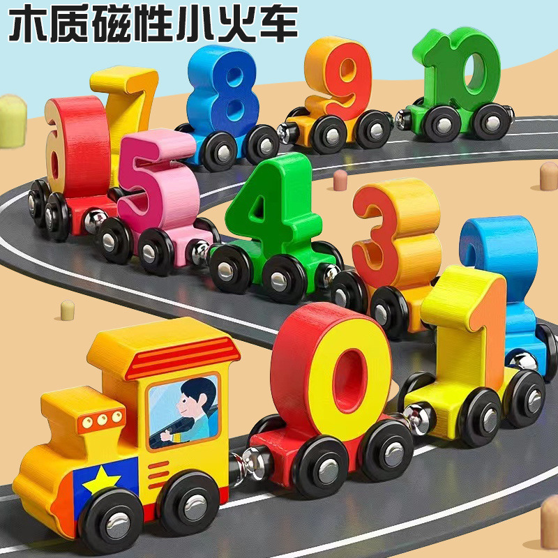 Magnetic digital wooden train