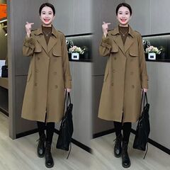 时尚气质宽松中长款风衣女春秋季2025新款显瘦大码休闲风衣外套潮