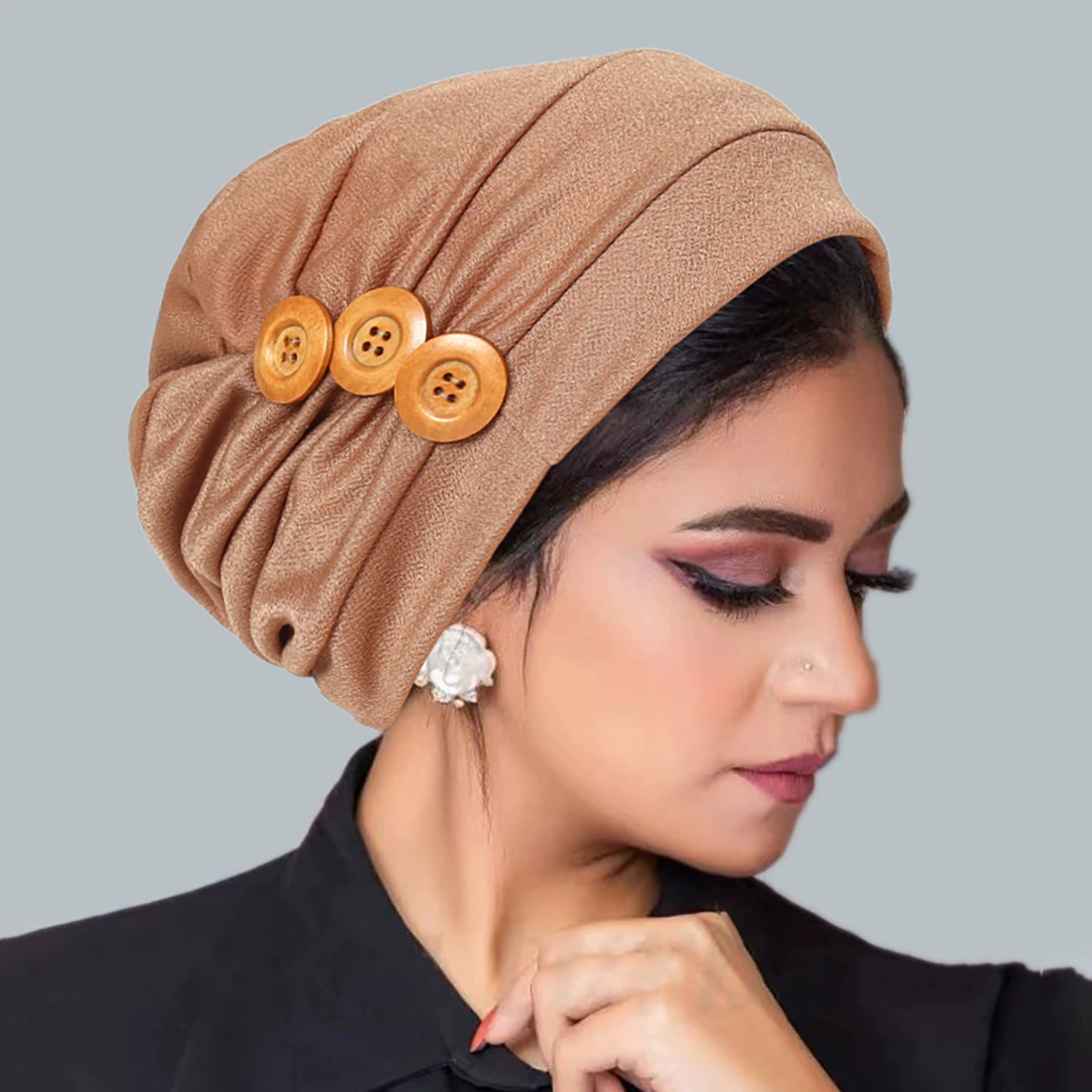 Хиджаб с капюшоном, три пуговицы, тату-дизайн, женский мусульманский головной убор, цвета на выбор
