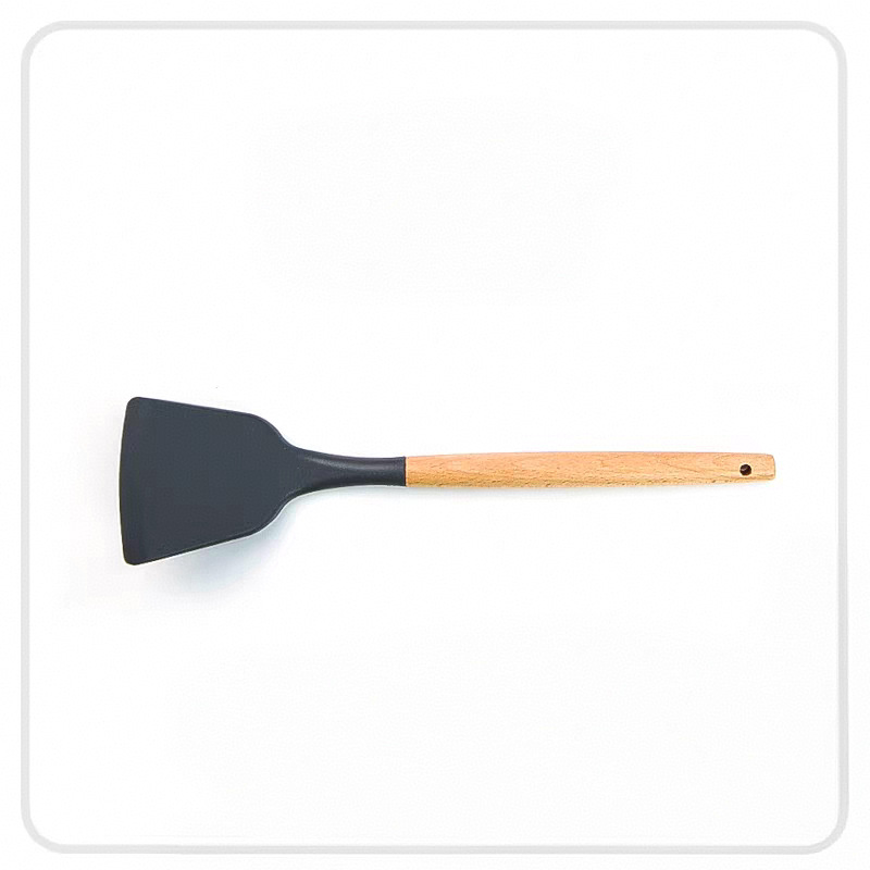 Mango de madera doméstico silicona de grado alimenticio resistente a altas temperaturas, espátula de sopa, espátula de olla, espátula de olla, cocina, utensilios de cocina de silicona, 3 juegos