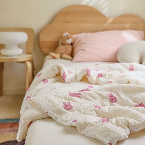 2024 baby products pure cotton type A double-layer gauze summer quilt spring and autumn quilt pure cotton wrinkled gauze children's quilt air-conditioning quilt