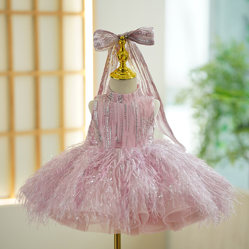 Pink Runway High-End-Prinzessinnenkleid für Geburtstage, Klavierauftritte, neues Modell 2026, Blumenmädchenkleid, für kleine Mädchen_voghion.com