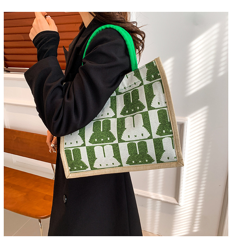 High-end mid-capacity canvas school commuting handbag 2024 new style fashionable and versatile linen single-shoulder tote bag undefined
