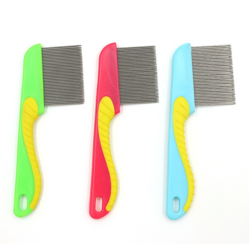 Perro y gato al por mayor con pulgas de acero inoxidable huevos de insectos peines de rejilla de mascotas peines de piojos peines de nudos abiertos peines de hipocabalos de belleza