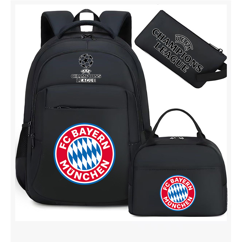 Aficionados al fútbol del Real Madrid Chelsea estudiantes de primaria alrededor de la mochila del Bayern mochila de tres piezas de gran capacidad