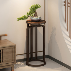 New Chinese style antique flower stand solid bamboo floor-standing flower pot storage rack thick round flower table ornaments antique display rack