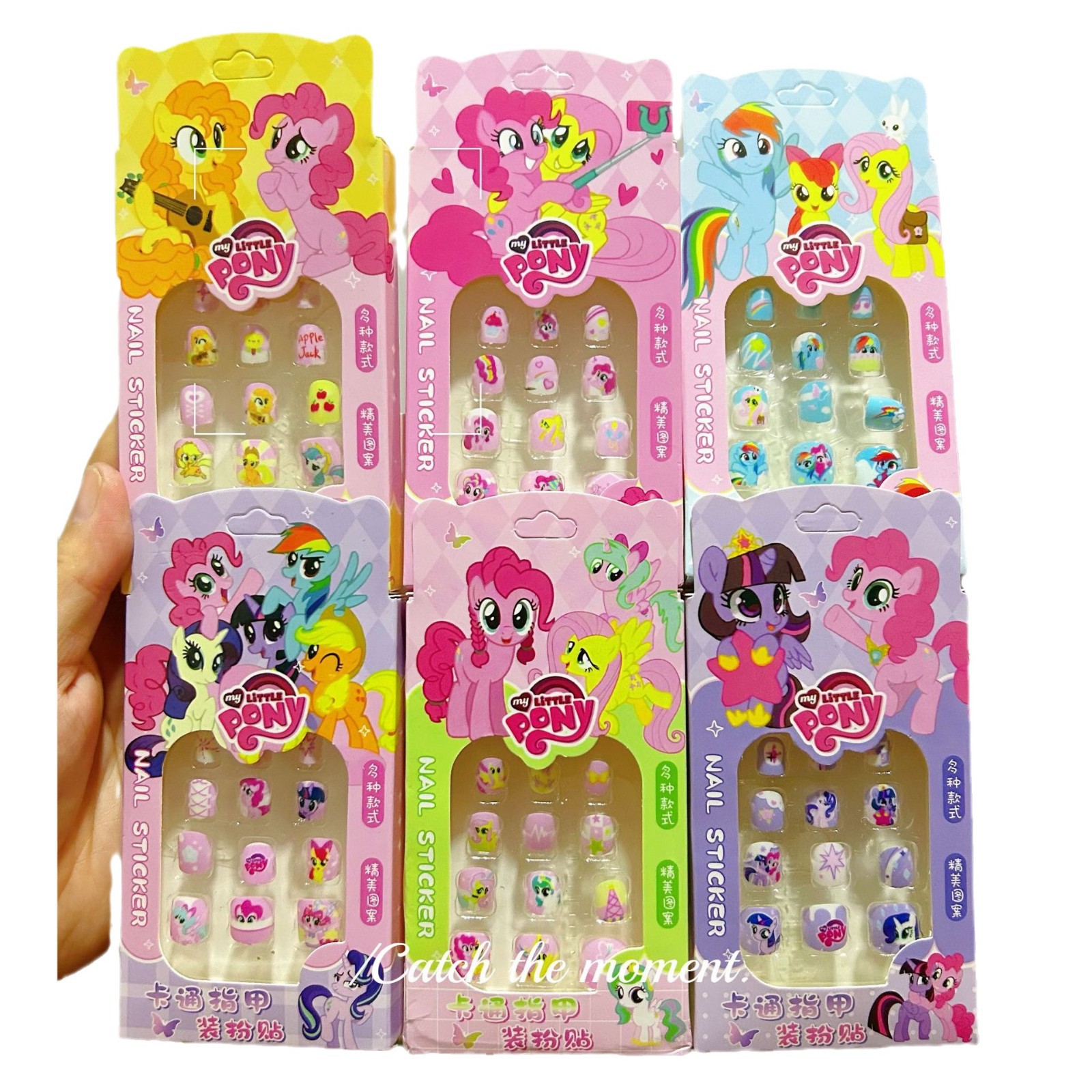 Nuevos niños pony usaba uñas para niñas pequeñas desmontables parches de uñas adorables chicas pegamento de uñas decoración