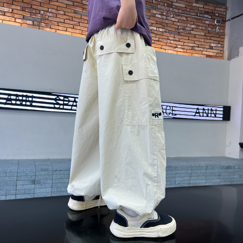 Pi Shuai Pojkar Tunna 2024 Nya Myggsäkra Mellanstorlekar Stora Barn Sommararbetsbyxor Trendiga_voghion.com