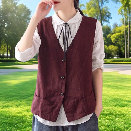 Women's summer thin cardigan jacket, loose fit, outerwear, small backless top, single-breasted, pure color, casual, sleeveless