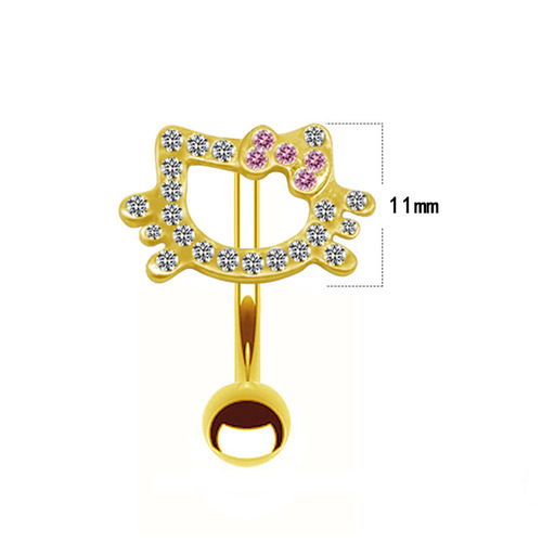 Gaibei European and American cross-border Amazon manufacturers wholesale cartoon cat head navel ring stainless steel navel ring navel ornament navel nail