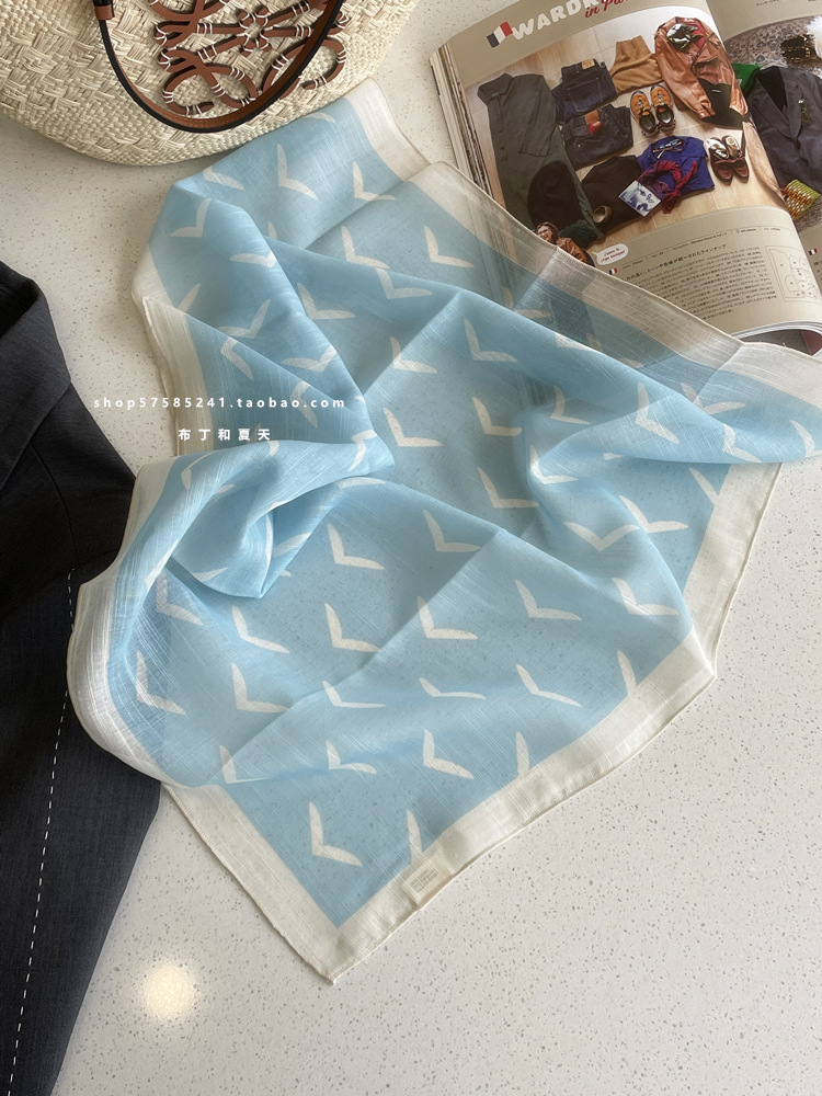 綿麻方巾合集 ~ 超多色柄砕花波点襟巾文芸森系頭巾髪帯包帯女