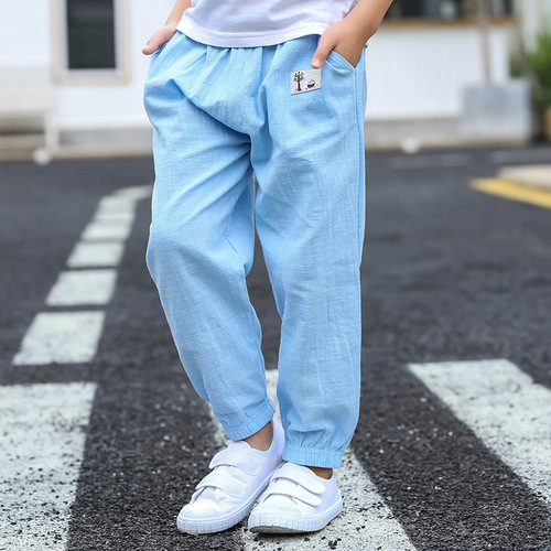 Summer thin children's mosquito-proof pants, cotton-linen, unisex, lantern-style, breathable cotton, casual children's pants, outerwear, wholesale
