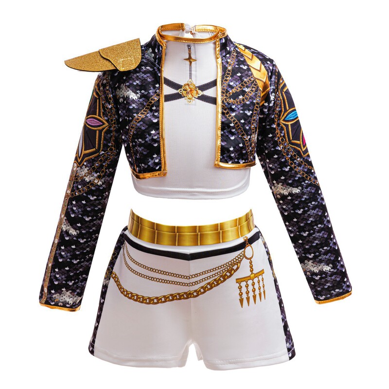 Cross-border K-POP Demon Slayer Cosplay Costume for Children, Korean Star Black Lumi Performance Outfit, Stage Performance Clothing Cross-border K-POP Demon Slayer Cosplay Costume for Children, Korean Star Black Lumi Performance Outfit, Stage Performance Clothing