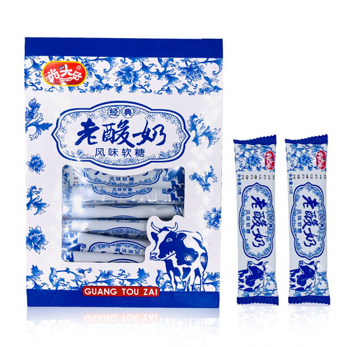 Old Man Without Hair Yogurt Flavor Gummy Pull Noodles Traditional Milk Candy Snack 8090 Nostalgic Snacks 30 Pouches/Box