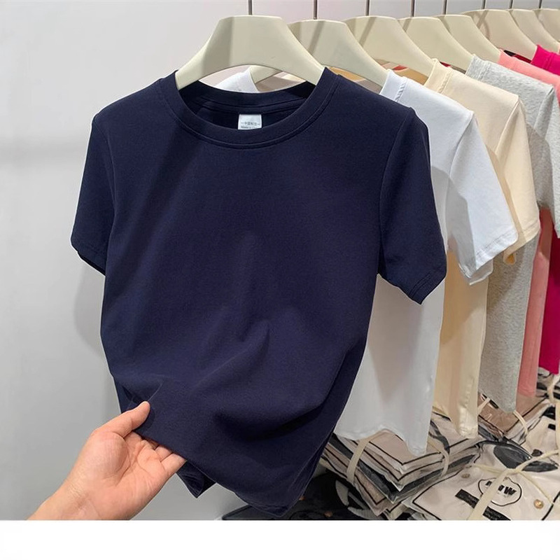 Plus Size Slimming Solid Color Regular Shoulder Short Sleeve T-Shirt for Women Summer New Style for Curvy Women Casual Half Sleeve Top Ins