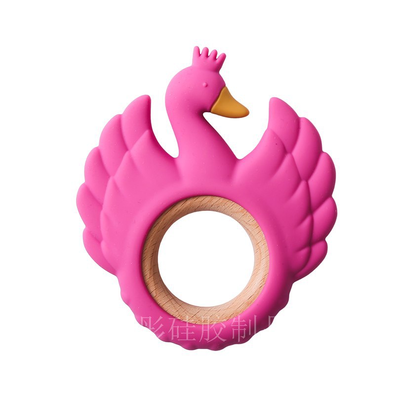 Silicone swan teether purple