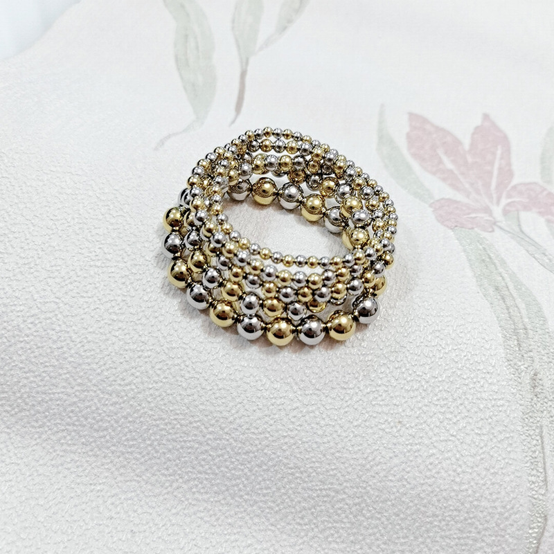 1 Piece Quantity Street Occasion 304 Stainless Steel Material 304 Stainless Steel Round Color Block Two Tone Bracelets