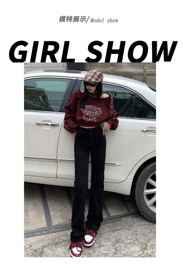 韩版复古高腰直筒牛仔裤女2024夏季新款弹力修身显瘦百搭烟管裤子详情7