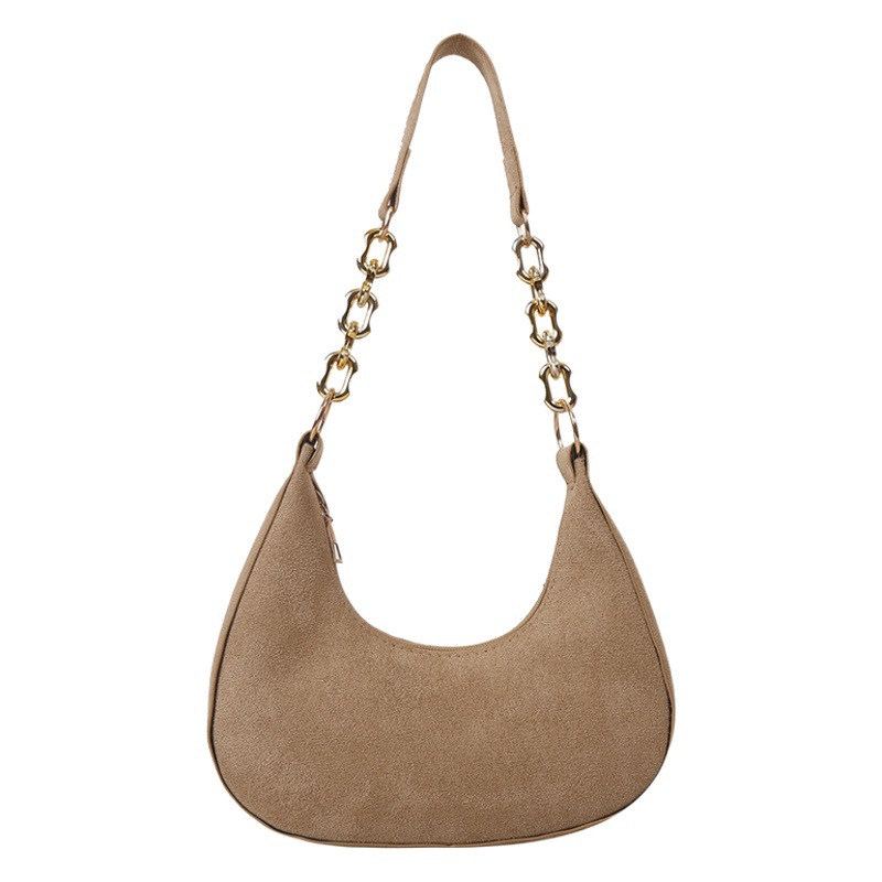 Handbag women's niche high-grade winter niche design underarm bag suede solid color chain hand bag shoulder