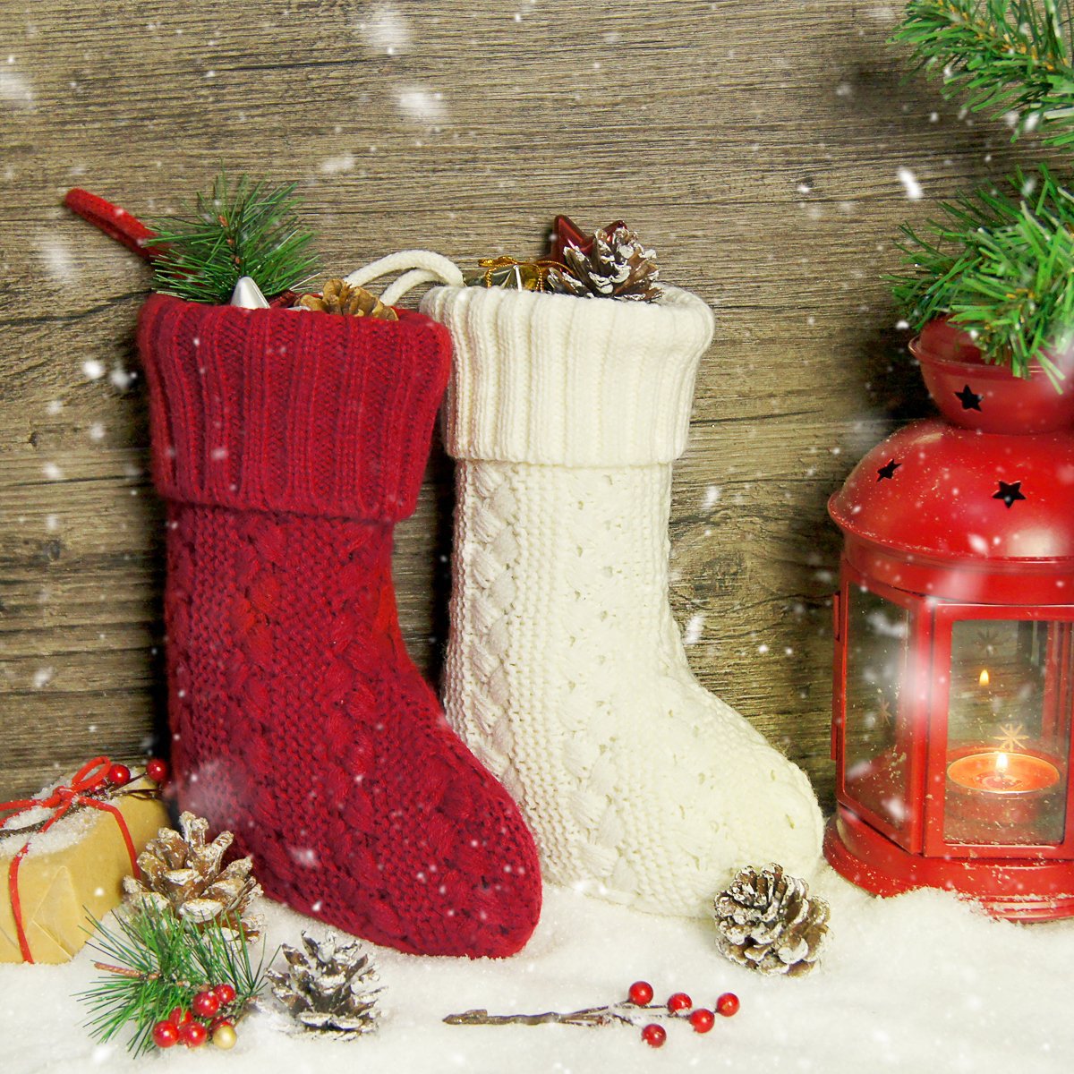 Transfronterizo nuevas medias de Navidad medias de punto decorativas estilo de país decorativo árbol de Navidad decoraciones chimenea colgando Calcetines